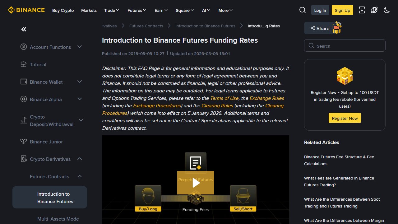 binance.com 官方頁面截圖：Introduction to Binance Futures Funding Rates